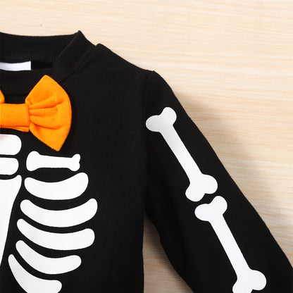 Skeleton Pattern Round Neck Sweatshirt and Bone Pattern Pants Set-Teresa&#39;s Fashionista LLC