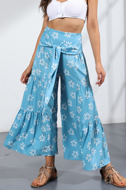 Printed Tie-Front Culottes-Teresa&#39;s Fashionista LLC