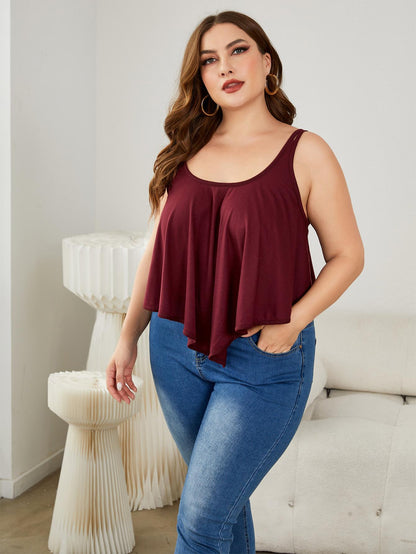 Plus Size Double-Strap Scoop Neck Cami-Teresa&#39;s Fashionista LLC