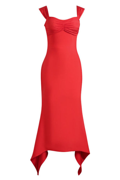 Ruched Sweetheart Neck Hem Detail Dress-Teresa&#39;s Fashionista LLC