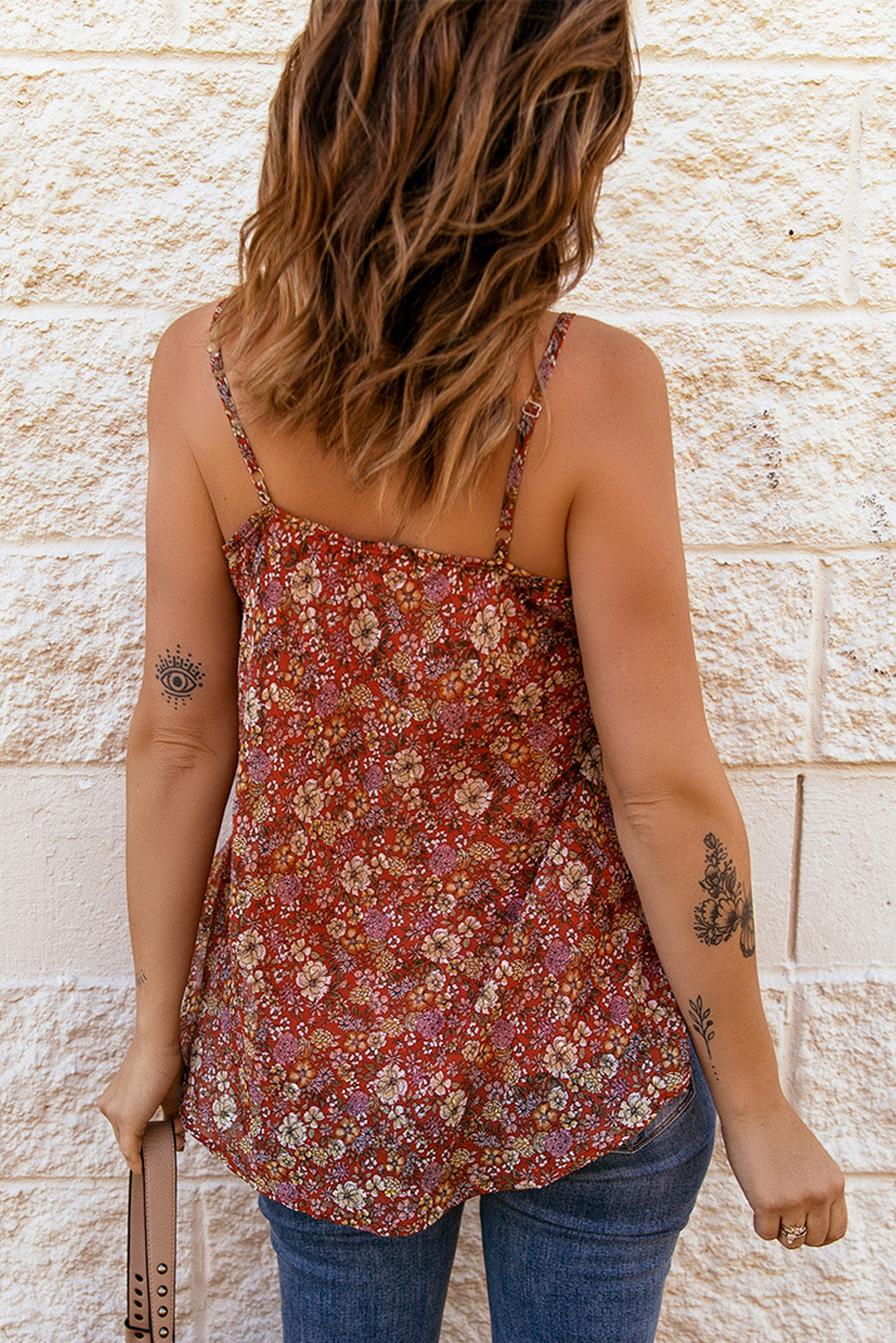 Floral V-Neck Spaghetti Strap Cami-Teresa&#39;s Fashionista LLC