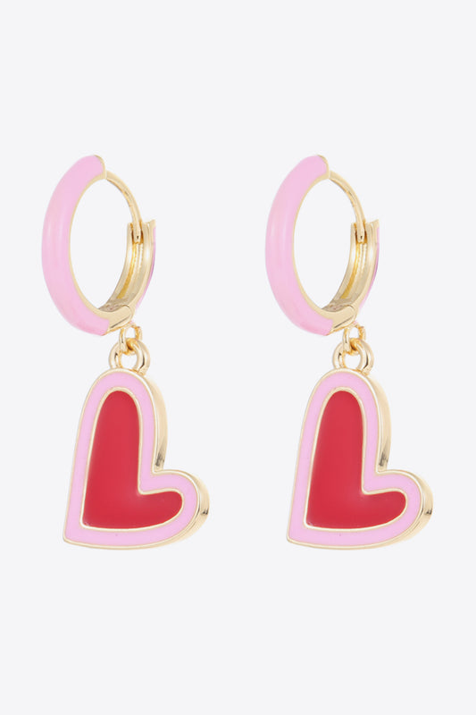 5-Pair Wholesale Contrast Heart-Shaped Drop Earrings-Teresa&#39;s Fashionista LLC