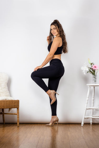 Full Size Contrast Detail Buttoned Leggings-Teresa&#39;s Fashionista LLC