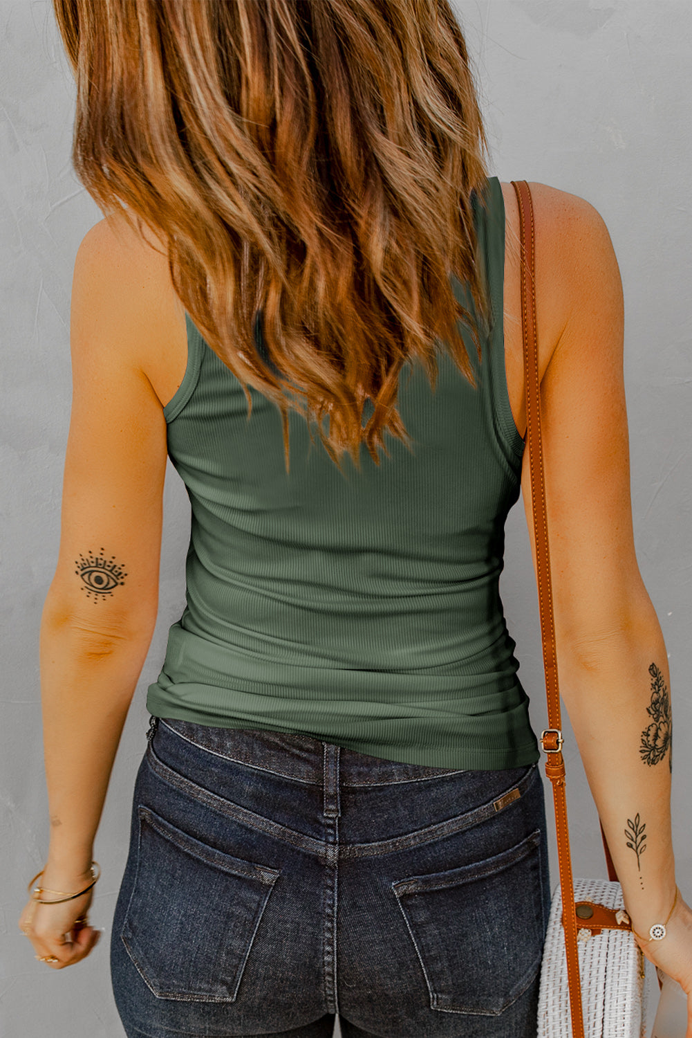 Notched Neck Ribbed Tank Top-Teresa&#39;s Fashionista LLC