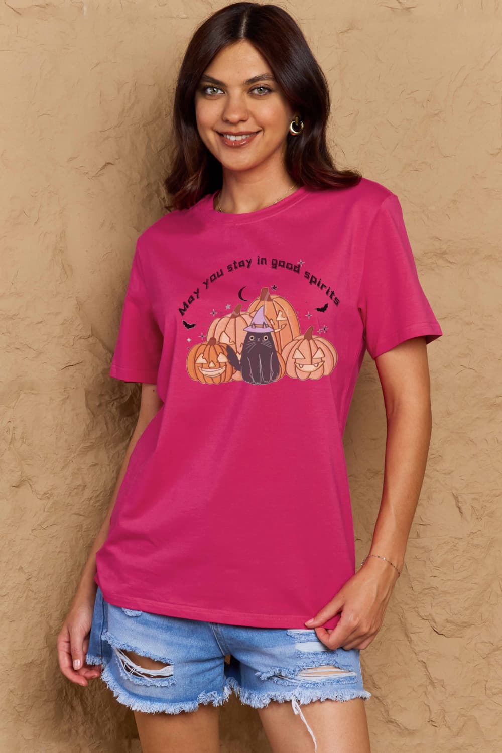 Simply Love Full Size MAY YOU STAY IN GOOD SPIRITS Graphic Cotton T-Shirt-Teresa&#39;s Fashionista LLC