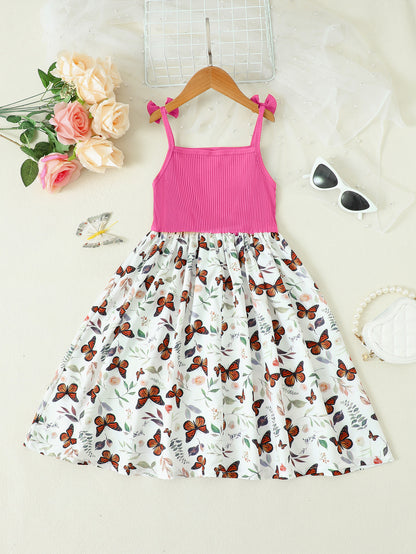 Butterfly Print Bow Detail Dress-Teresa&#39;s Fashionista LLC