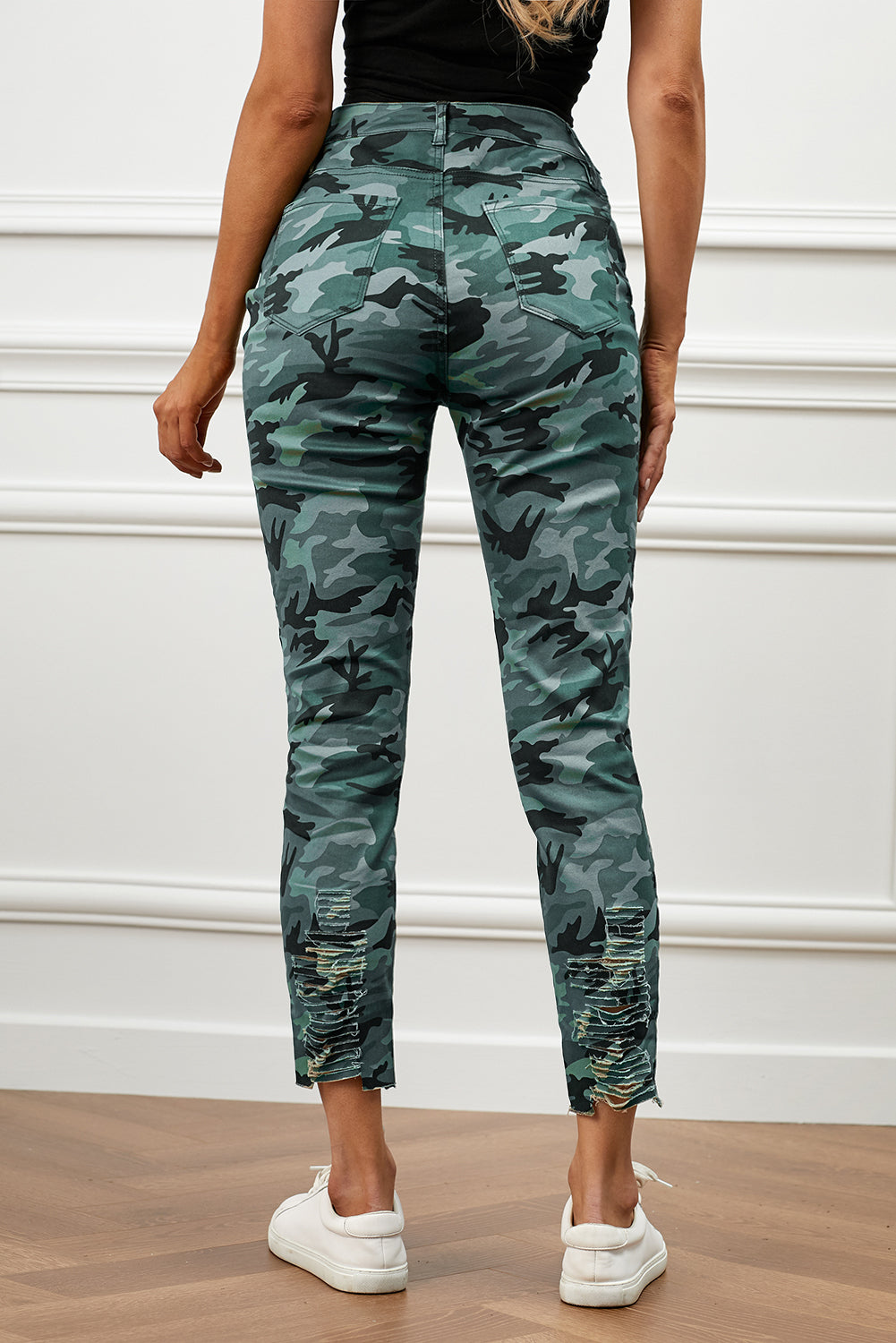 Distressed Camouflage Jeans-Teresa&#39;s Fashionista LLC