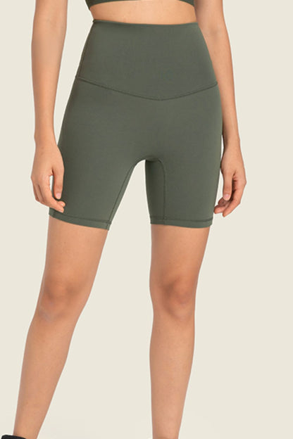 Seamless High-Rise Wide Waistband Biker Shorts-Teresa&#39;s Fashionista LLC