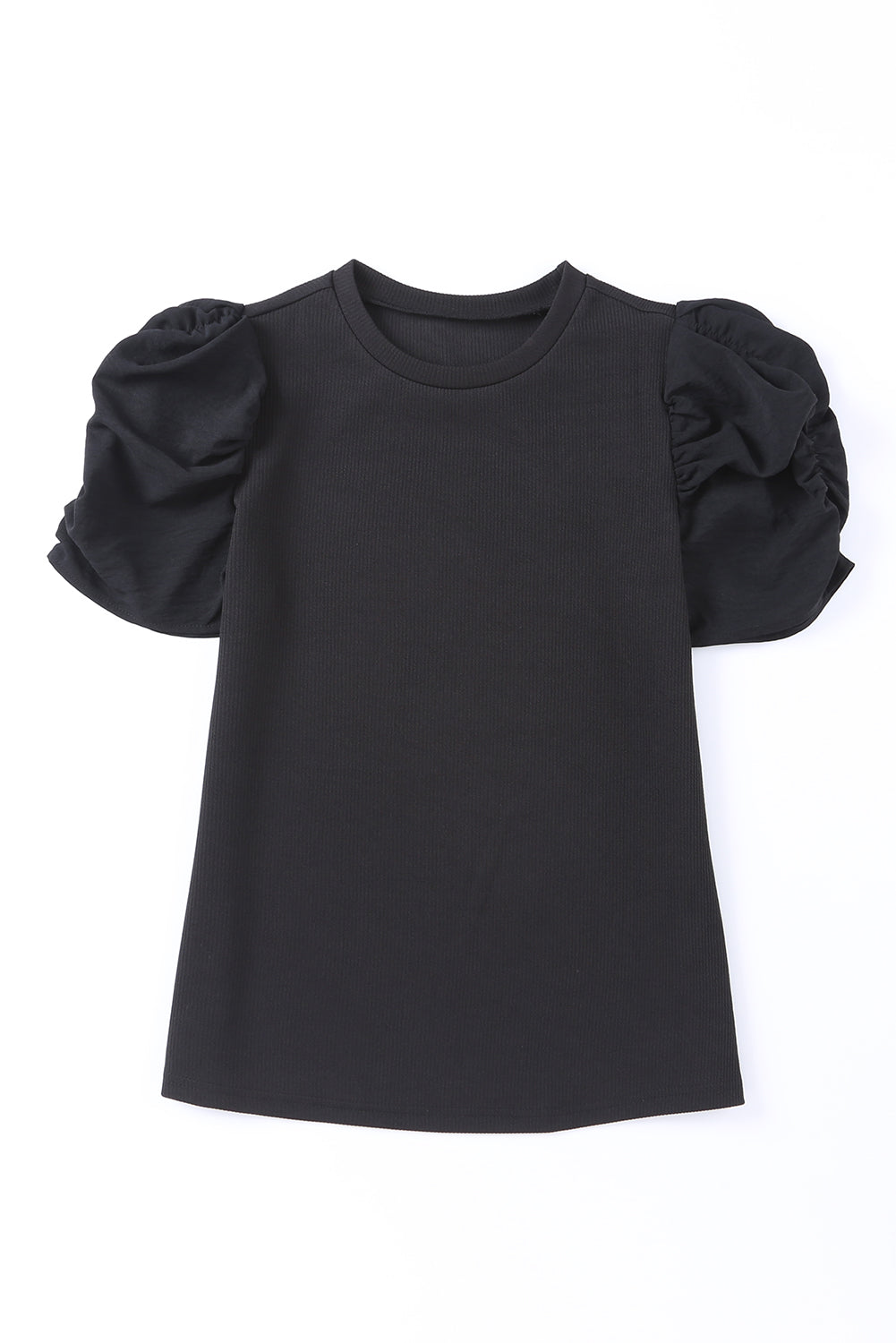 Round Neck Puff Sleeve Top-Teresa&#39;s Fashionista LLC