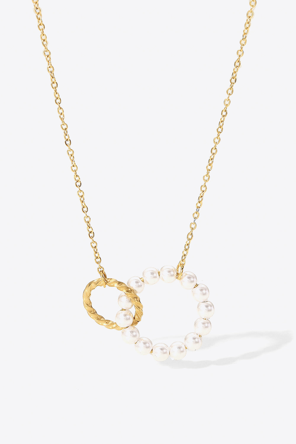 Pearl Hoop Link Pendant Necklace-Teresa&#39;s Fashionista LLC