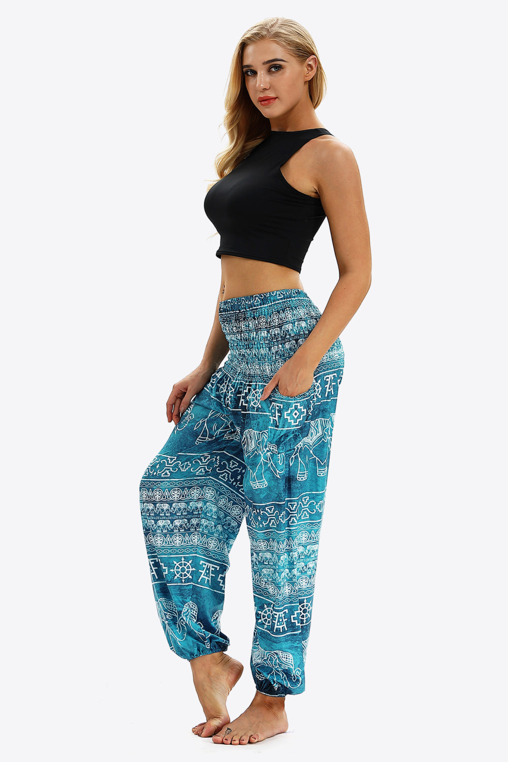 Elephant Print Pocket Joggers-Teresa&#39;s Fashionista LLC