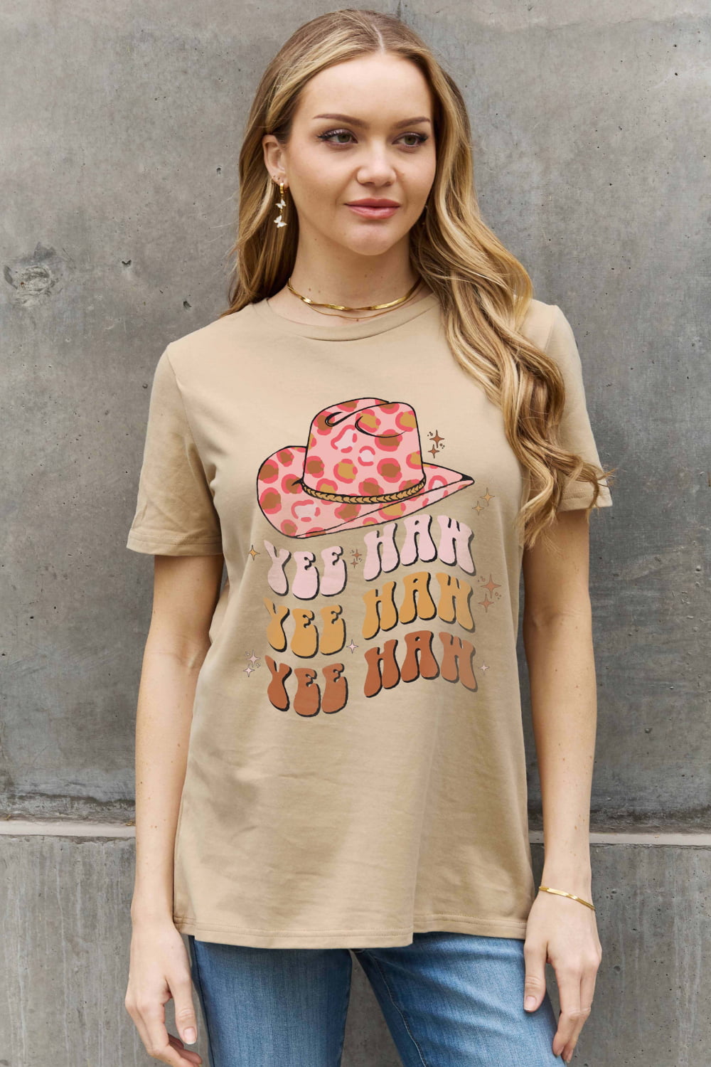 Simply Love Simply Love Full Size YEE HAH YEE HAH YEE HAH Graphic Cotton Tee-Teresa&#39;s Fashionista LLC