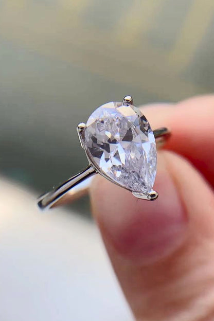 Classic Teardrop 2 Carat Moissanite Ring-Teresa&#39;s Fashionista LLC