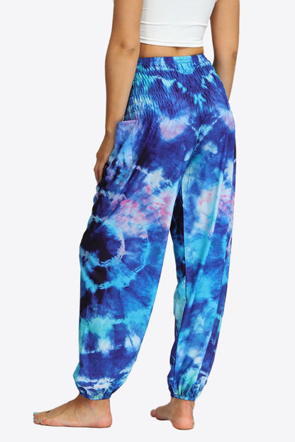 Tie-Dye Smocked Joggers-Teresa&#39;s Fashionista LLC