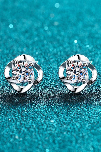 It's Your Day Moissanite Rhodium-Plated Stud Earrings-Teresa&#39;s Fashionista LLC