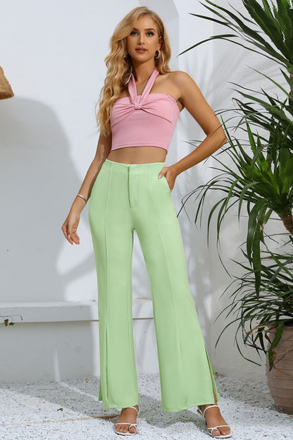 Slit High-Rise Flare Pants-Teresa&#39;s Fashionista LLC