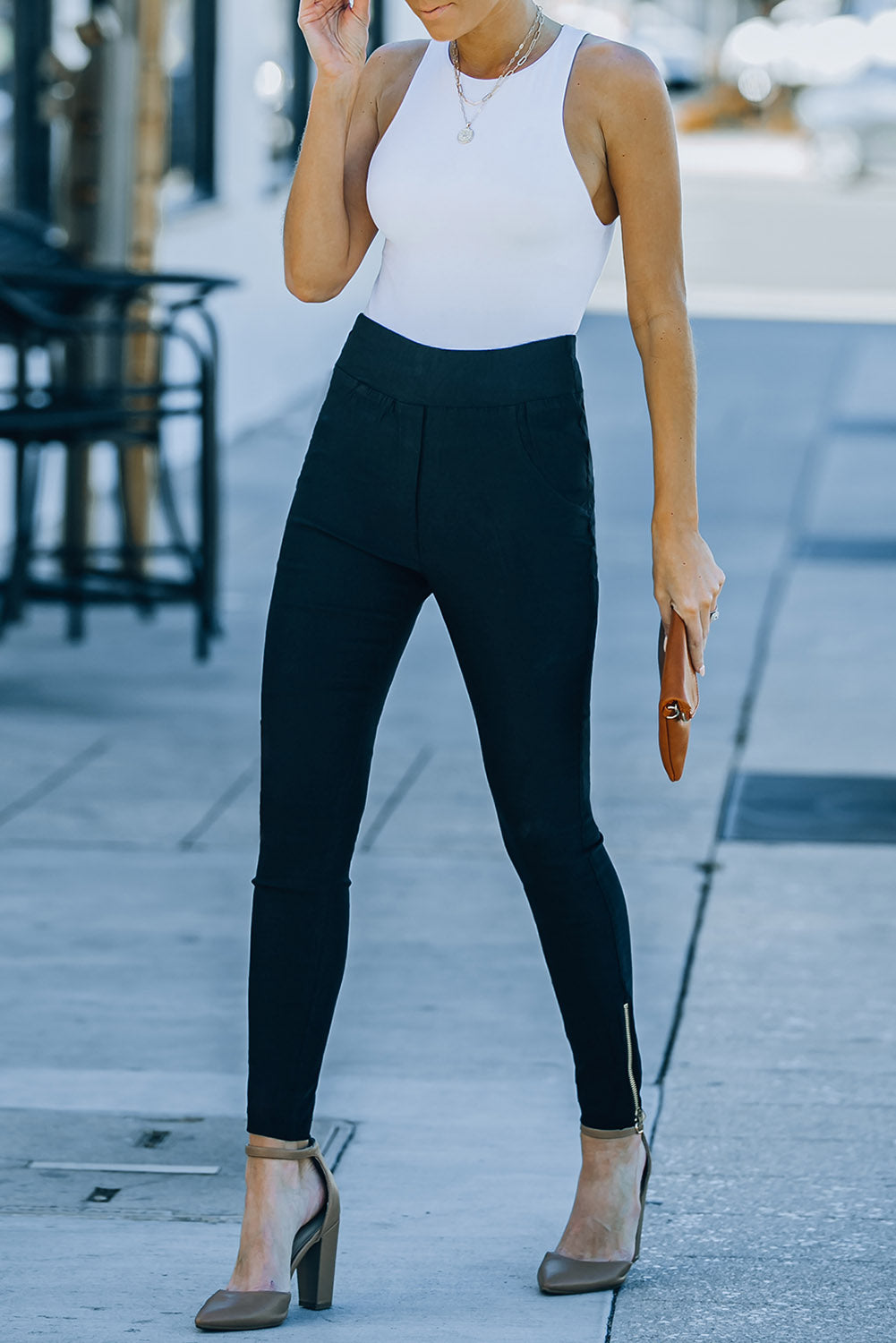 Zipper Ankle High Waist Skinny Pants-Teresa&#39;s Fashionista LLC