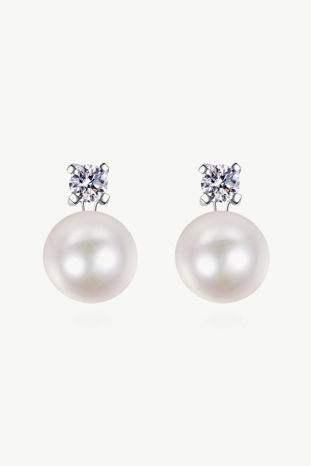 Moissanite Pearl Stud Earrings-Teresa&#39;s Fashionista LLC