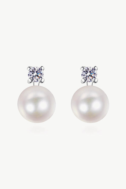 Moissanite Pearl Stud Earrings-Teresa&#39;s Fashionista LLC