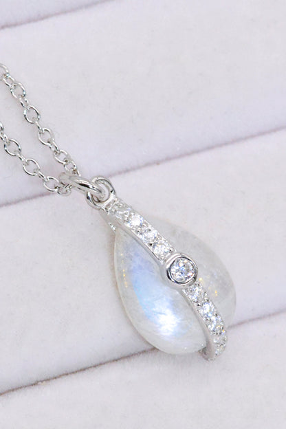 Natural Moonstone and Zircon Pendant Necklace-Teresa&#39;s Fashionista LLC