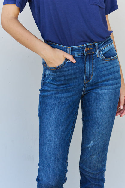 Judy Blue Aila Short Full Size Mid Rise Cropped Relax Fit Jeans-Teresa&#39;s Fashionista LLC