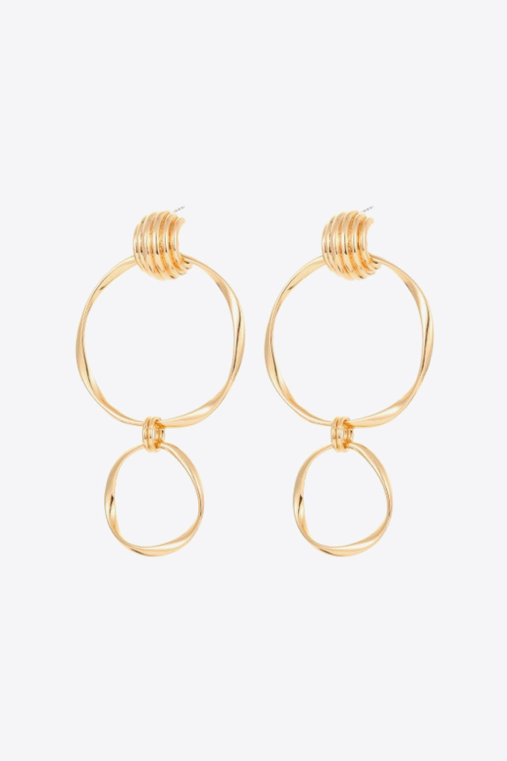 Double Hoop Zinc Alloy Drop Earrings-Teresa&#39;s Fashionista LLC