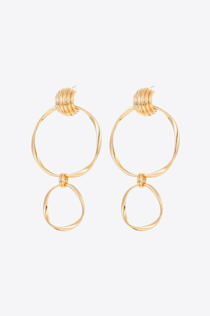 Double Hoop Zinc Alloy Drop Earrings-Teresa&#39;s Fashionista LLC