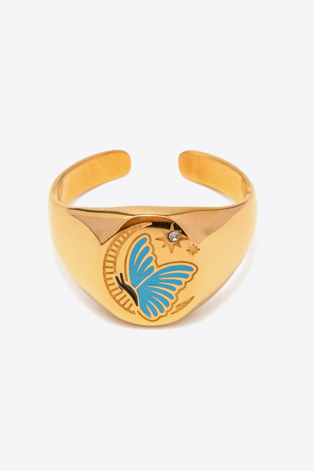 Butterfly Pattern Stainless Steel Open Ring-Teresa&#39;s Fashionista LLC