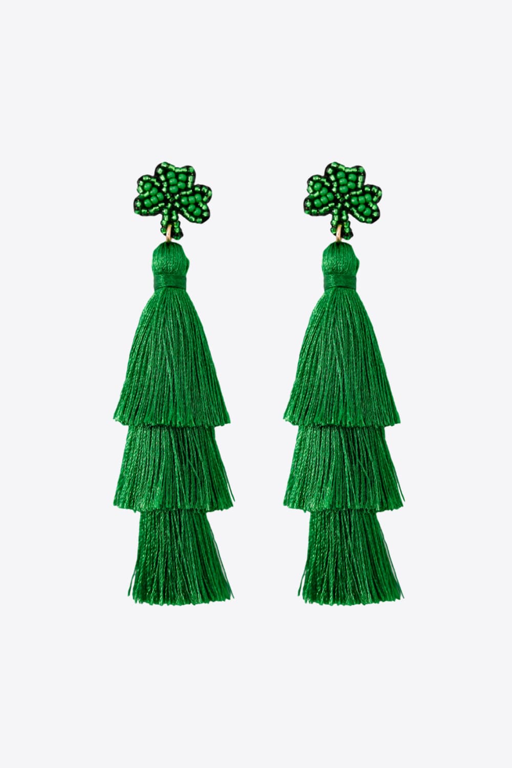 Shamrock Earrings with Tassel-Teresa&#39;s Fashionista LLC