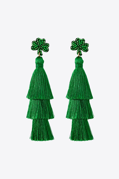 Shamrock Earrings with Tassel-Teresa&#39;s Fashionista LLC