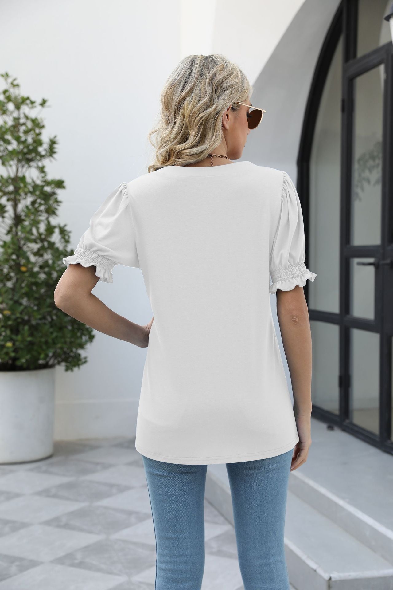 Square Neck Flounce Sleeve Top-Teresa&#39;s Fashionista LLC