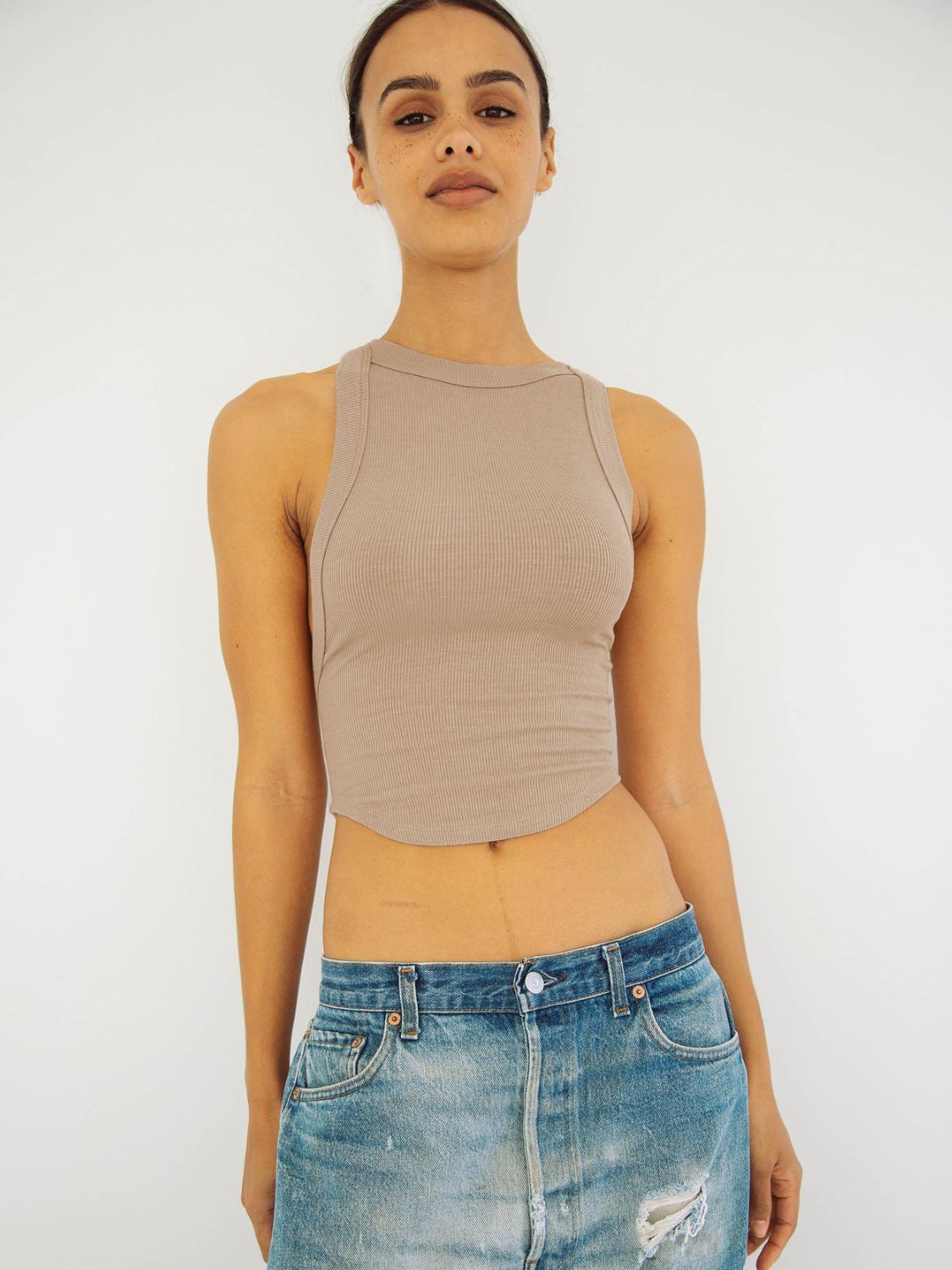 Halter Neck Ribbed Cropped Top-Teresa&#39;s Fashionista LLC