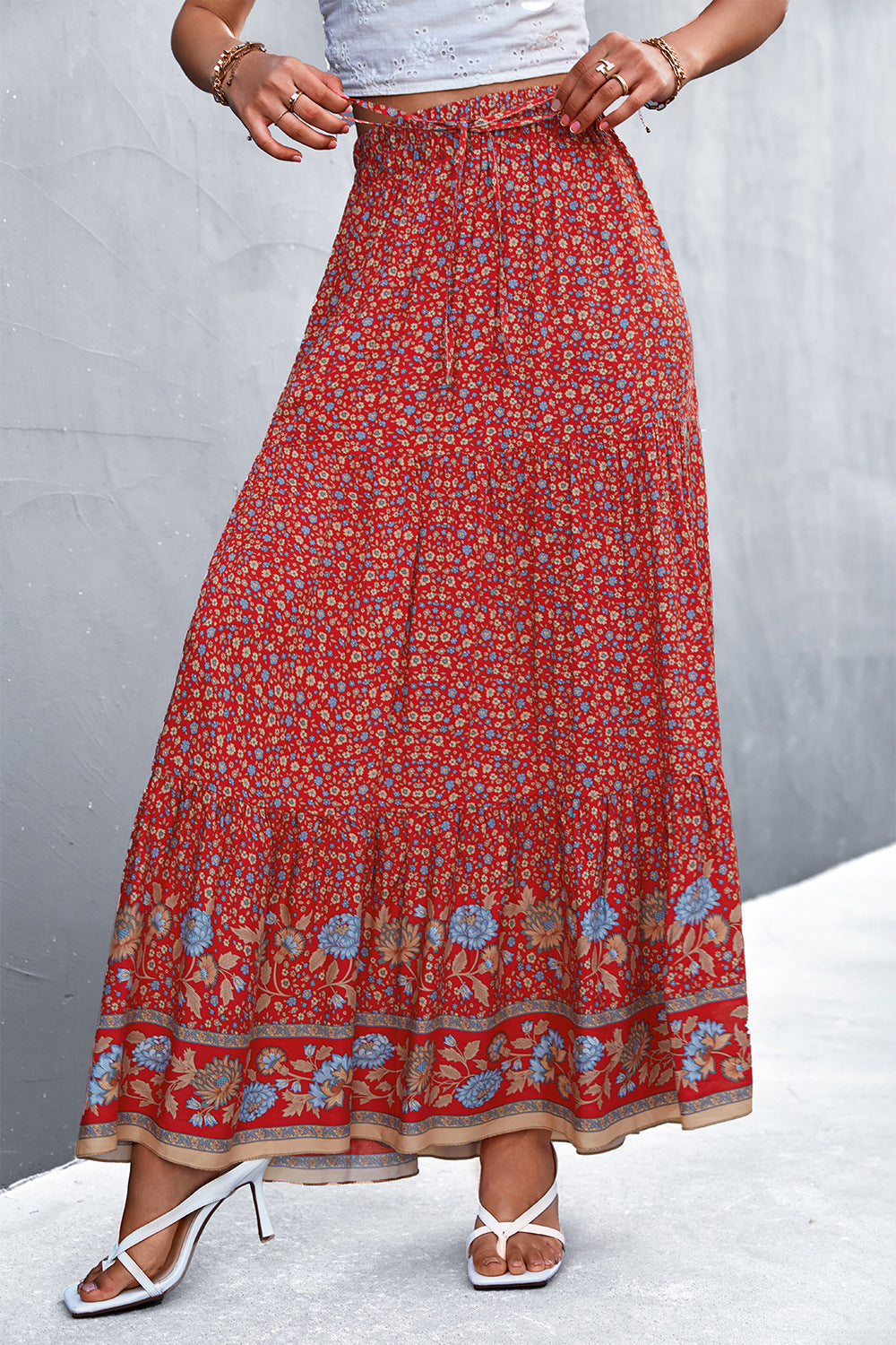 Floral Tied Maxi Skirt-Teresa&#39;s Fashionista LLC