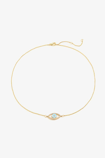 Evil Eye Pendant Gold Plated Chain Necklace-Teresa&#39;s Fashionista LLC