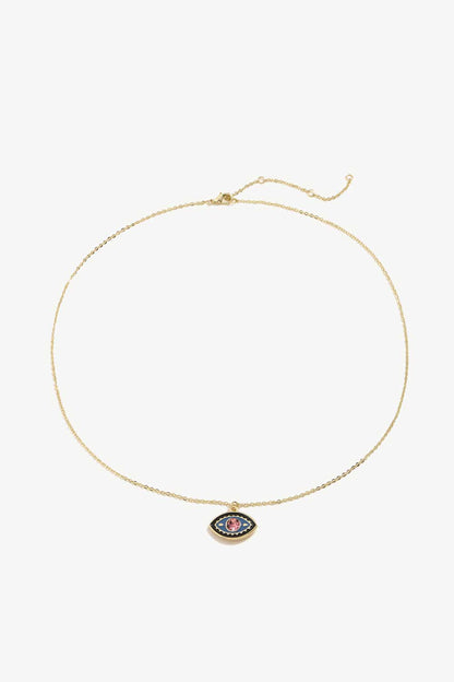 Evil Eye Pendant Gold Plated Chain Necklace-Teresa&#39;s Fashionista LLC