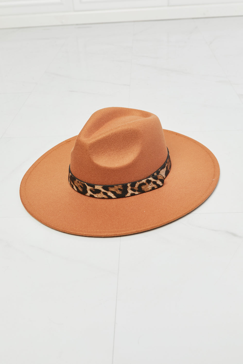 Fame In The Wild Leopard Detail Fedora Hat-Teresa&#39;s Fashionista LLC