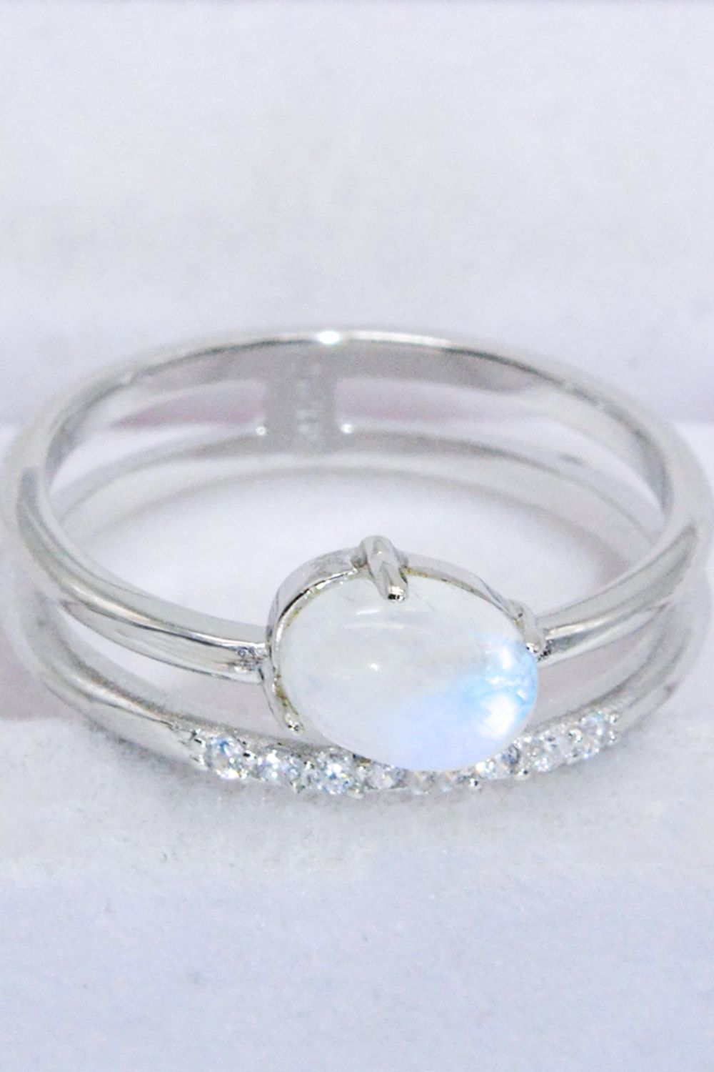 Natural Moonstone and Zircon Double-Layered Ring-Teresa&#39;s Fashionista LLC