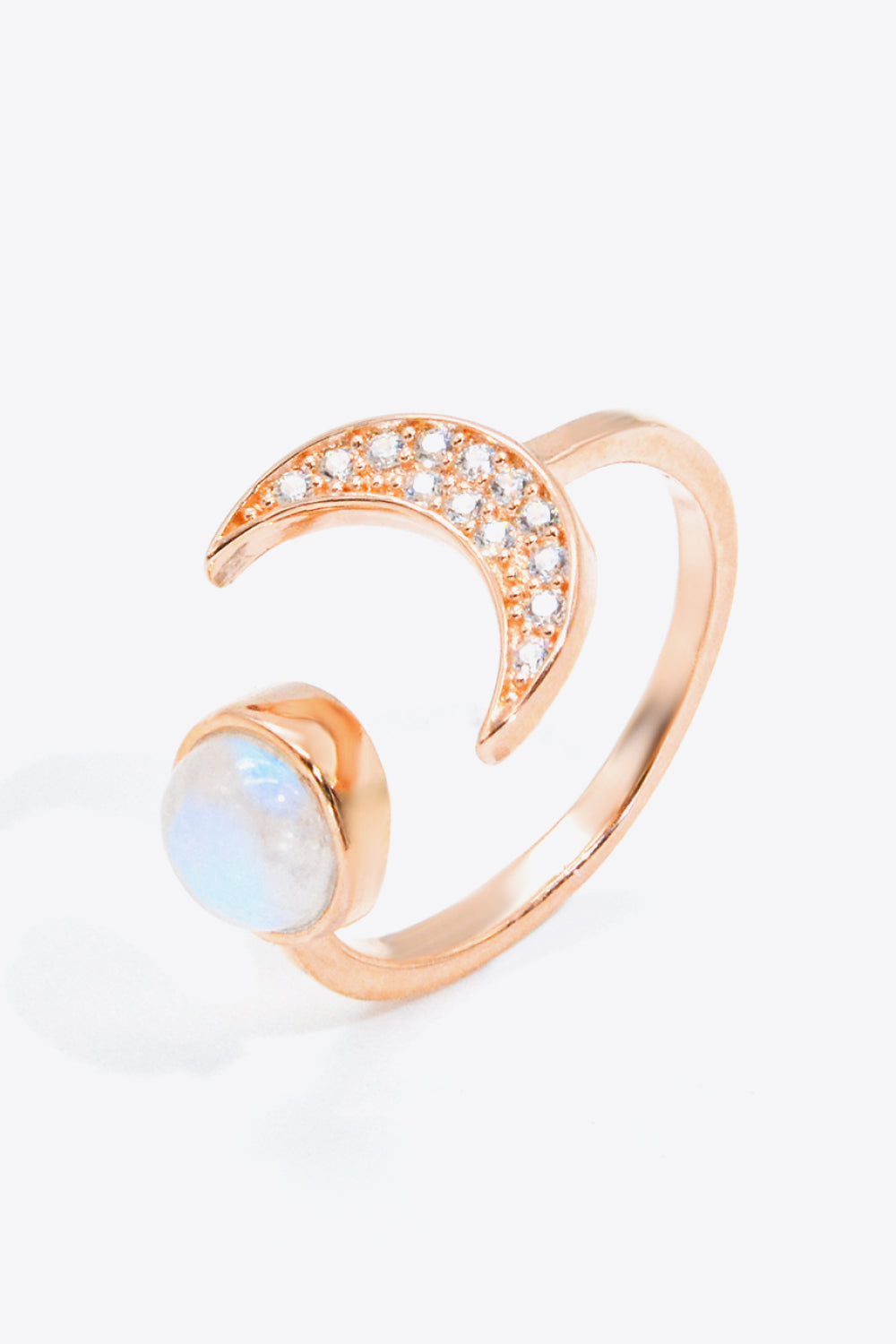 Natural Moonstone and Zircon Sun & Moon Open Ring-Teresa&#39;s Fashionista LLC