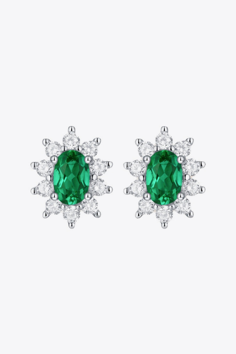 1 Carat Lab-Grown Emerald Stud Earrings-Teresa&#39;s Fashionista LLC