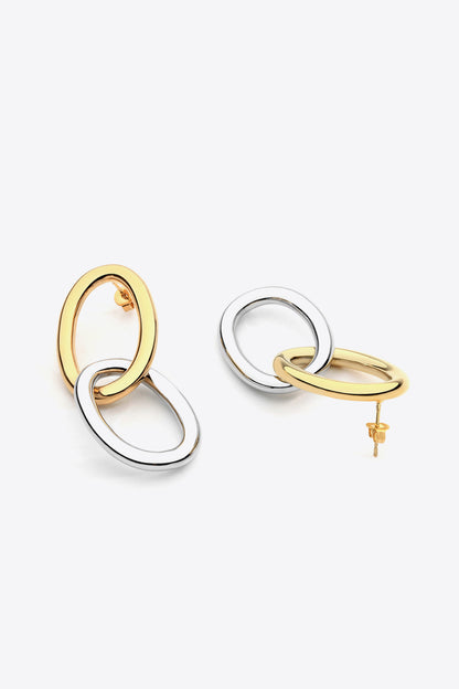 Two-Tone Double Hoop Earrings-Teresa&#39;s Fashionista LLC