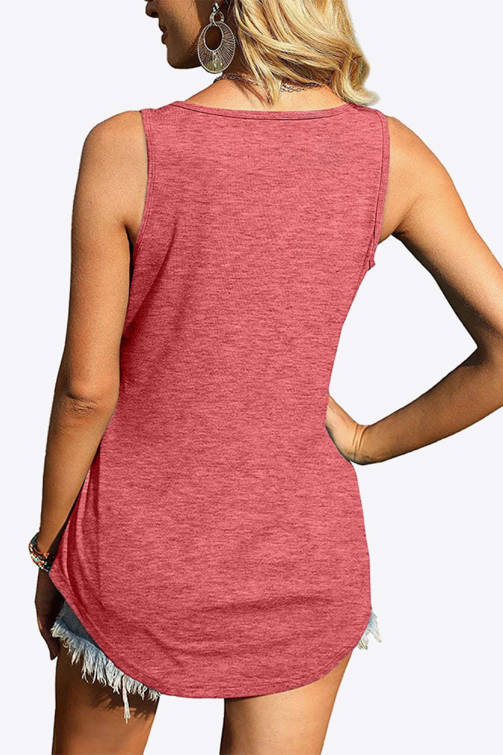 Curved Hem Square Neck Tank-Teresa&#39;s Fashionista LLC