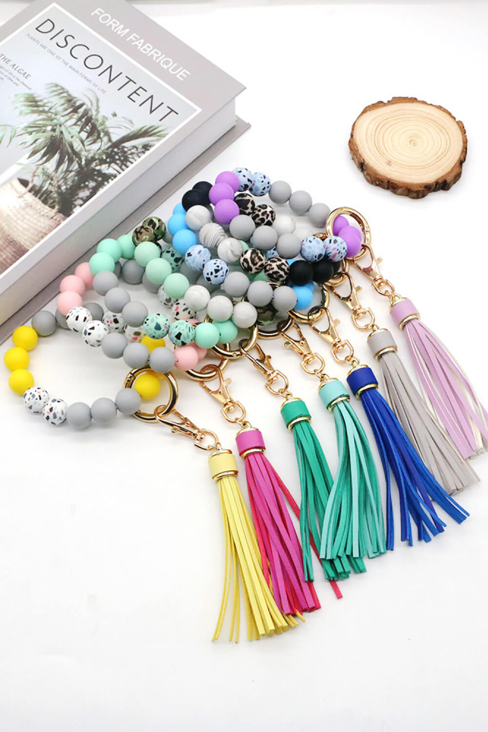 Assorted 2-Pack Multicolored Beaded Tassel Keychain-Teresa&#39;s Fashionista LLC