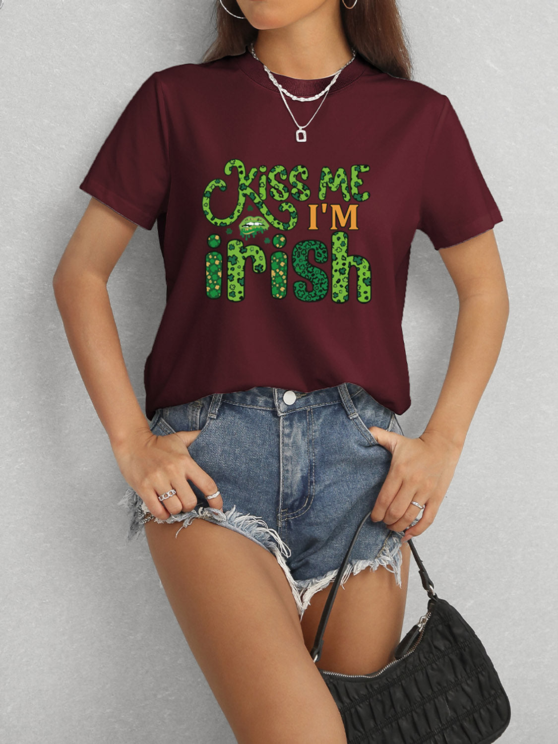 KISS ME I'M IRISH Round Neck T-Shirt-Teresa&#39;s Fashionista LLC