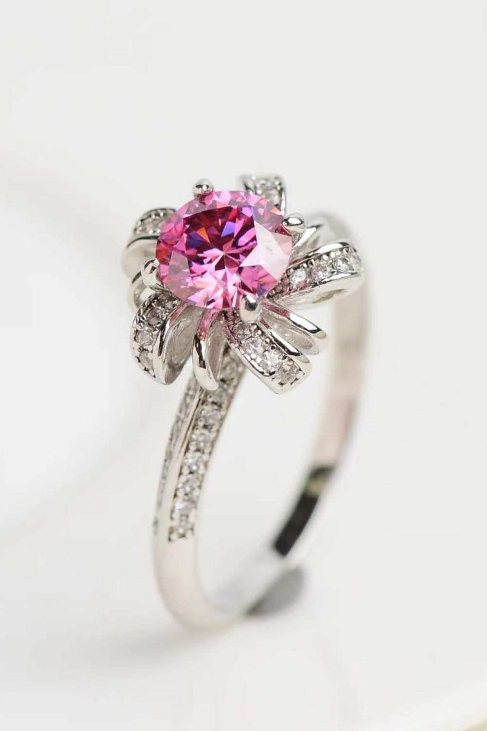 1 Carat Moissanite Flower-Shaped Ring-Teresa&#39;s Fashionista LLC