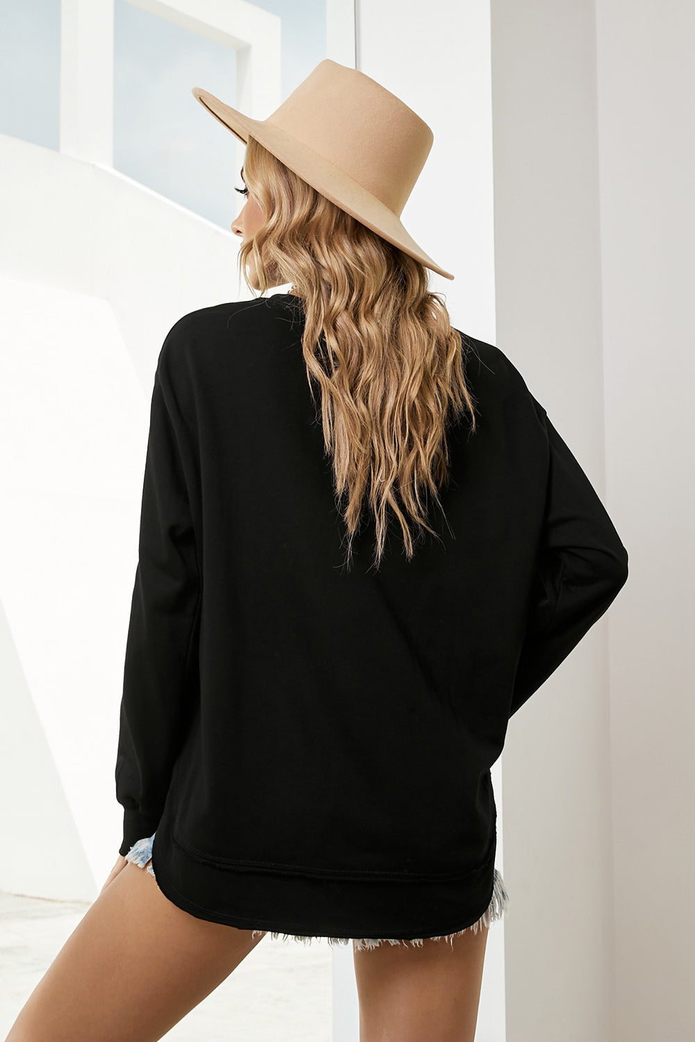 Side Slit Drop Shoulder Sweatshirt-Teresa&#39;s Fashionista LLC