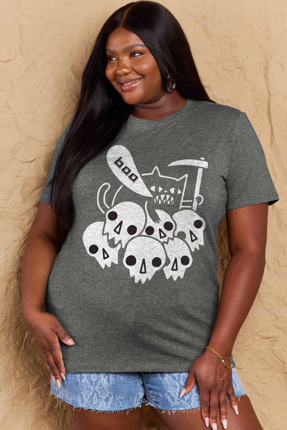 Simply Love Full Size Graphic BOO Cotton T-Shirt-Teresa&#39;s Fashionista LLC