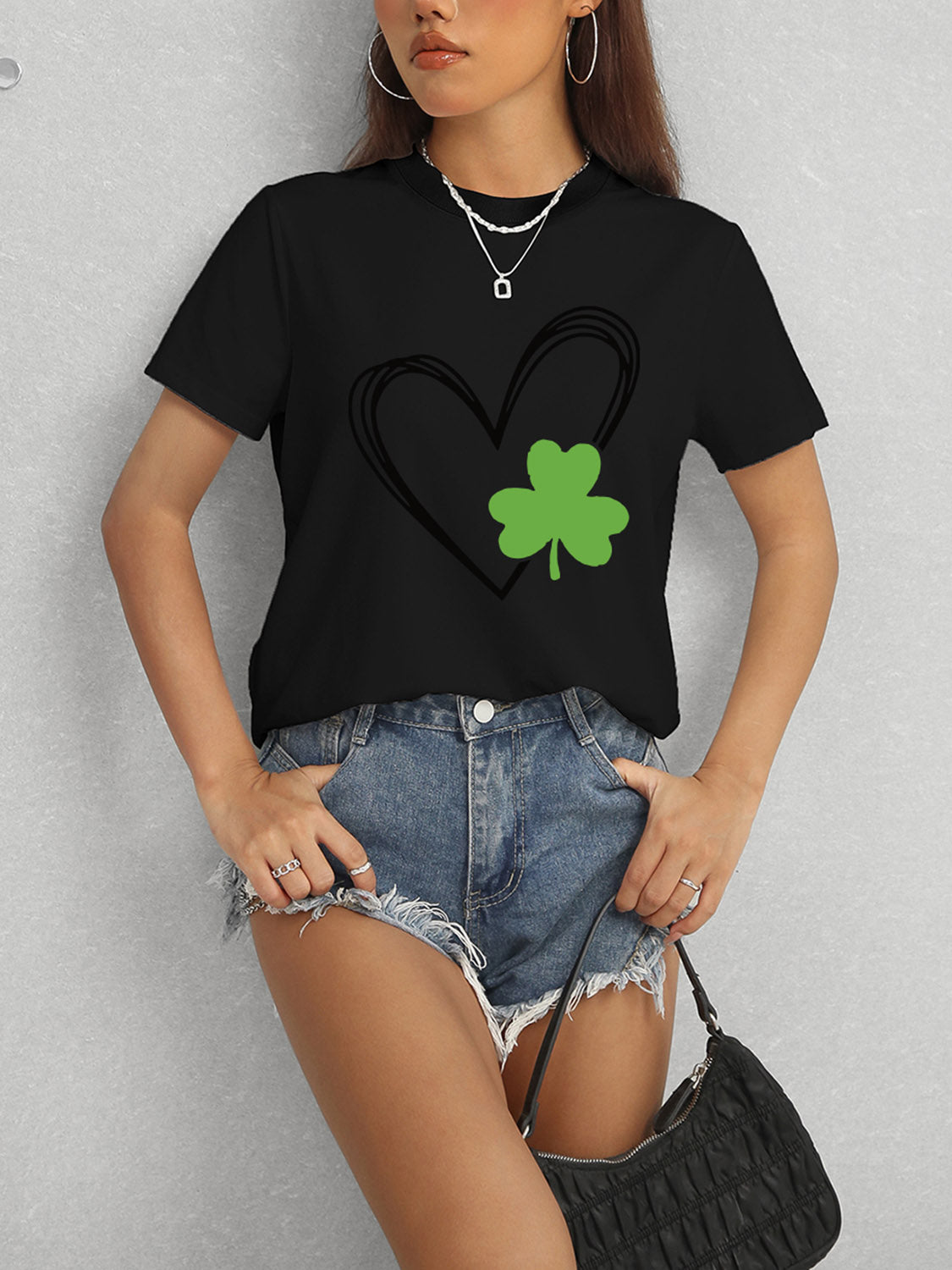 Heart Lucky Clover Short Sleeve T-Shirt-Teresa&#39;s Fashionista LLC