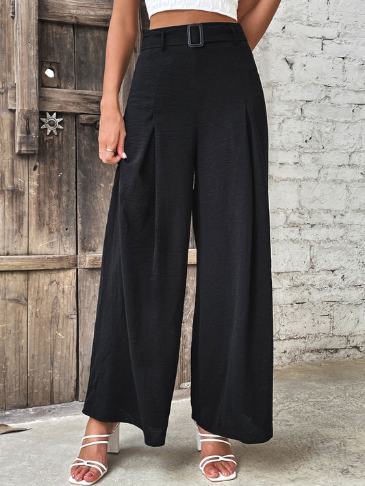 Ruched High Waist Wide Leg Pants-Teresa&#39;s Fashionista LLC