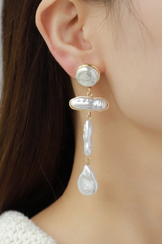 Pearl Zinc Alloy Dangle Earrings-Teresa&#39;s Fashionista LLC