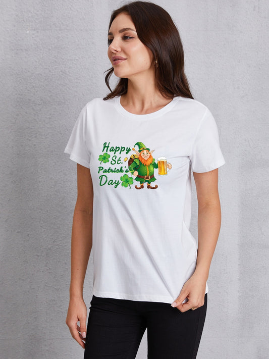 HAPPY ST. PATRICK'S DAY Round Neck T-Shirt-Teresa&#39;s Fashionista LLC